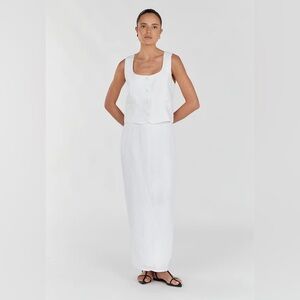 Nwt Dissh White Linen Midi Maxi Skirt Au12 Us8 st Agni